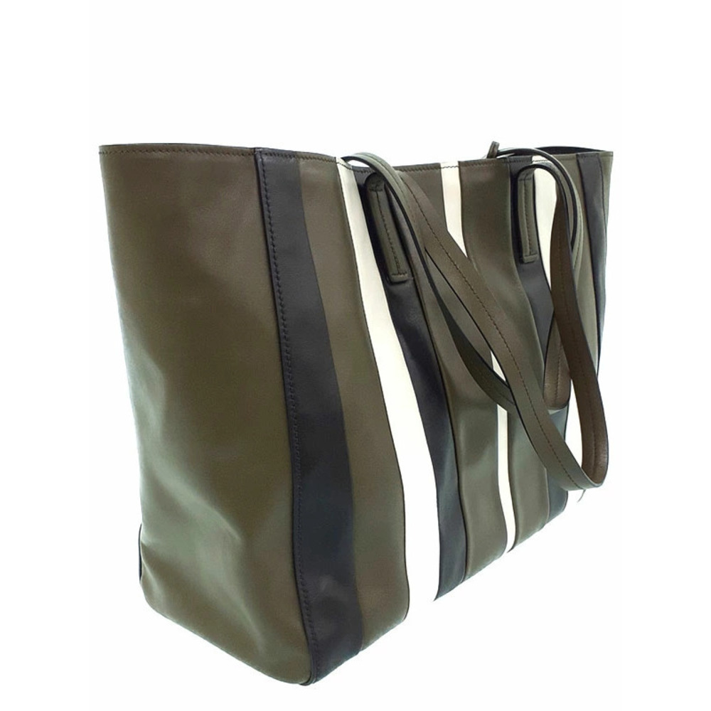 Prada Baiadera calfskin tote bag olive green black white striped leather - Picture 2 of 9